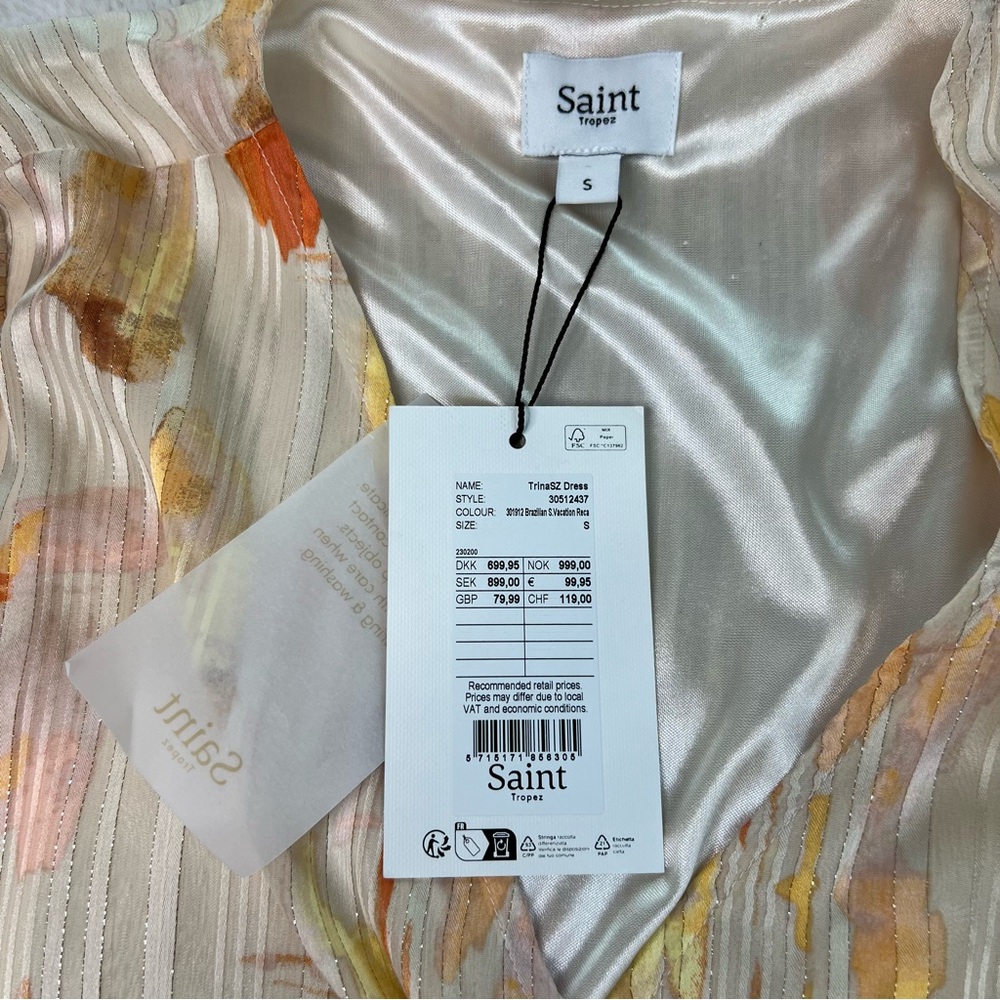 Saint Tropez Elegant Orange Gold Patterned Wrap Dress Size Small New with Tag - Picture 7 of 14